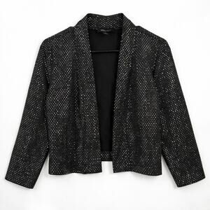 Black Sequin Sparkly Cardigan Party Blouse Rhinestones Dotted Silver Cocktail